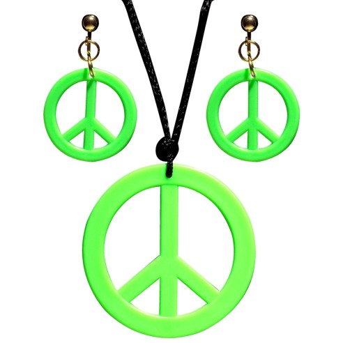 Set collier hippie néon fluo avec boucles d'oreilles assorties