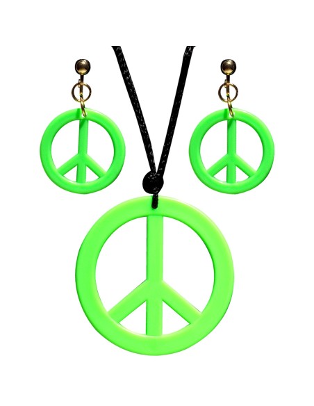 Set collier hippie néon fluo avec boucles d'oreilles assorties