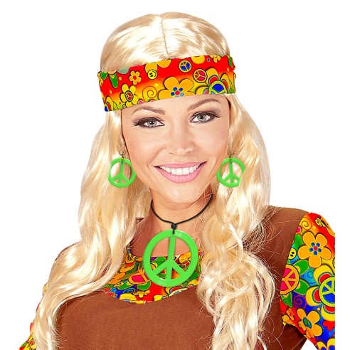 Set collier hippie néon fluo avec boucles d'oreilles assorties