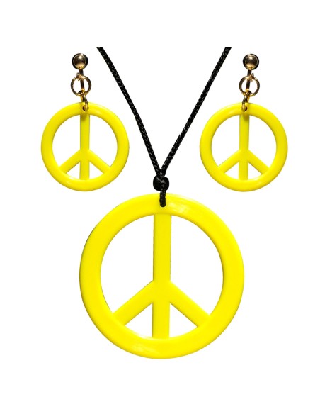 Set collier hippie néon fluo avec boucles d'oreilles assorties