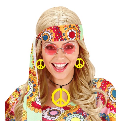 Set collier hippie néon fluo avec boucles d'oreilles assorties