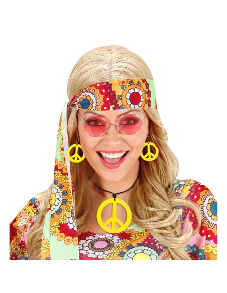 Set collier hippie néon fluo avec boucles d'oreilles assorties