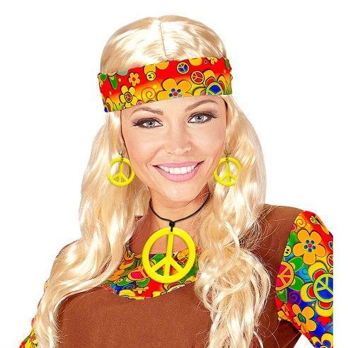 Set collier hippie néon fluo avec boucles d'oreilles assorties