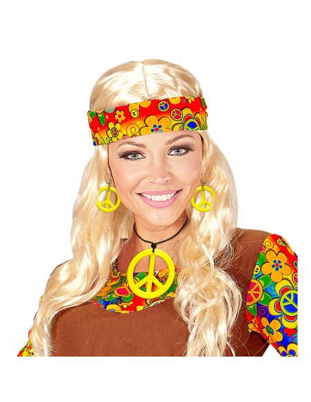 Set collier hippie néon fluo avec boucles d'oreilles assorties