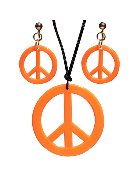 Set collier hippie néon fluo avec boucles d'oreilles assorties