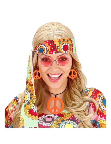 Set collier hippie néon fluo avec boucles d'oreilles assorties