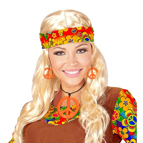 Set collier hippie néon fluo avec boucles d'oreilles assorties