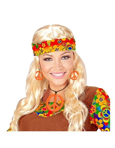 Set collier hippie néon fluo avec boucles d'oreilles assorties