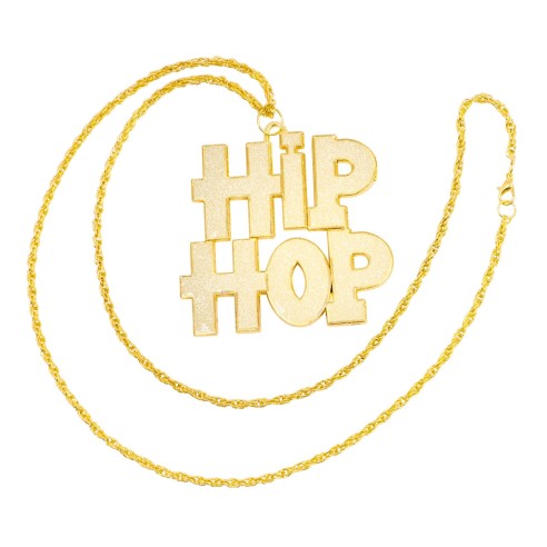 Collier Hip Hop en or bijoux déguisement rappeur bling bling