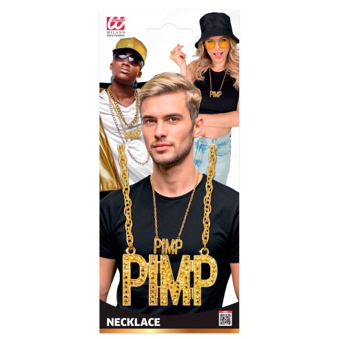 Collier Pimp en or bijoux costume rappeur années 90 bling bling