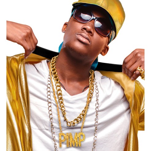 Collier Pimp en or bijoux costume rappeur années 90 bling bling