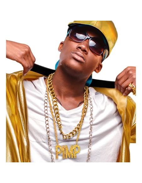 Collier Pimp en or bijoux costume rappeur années 90 bling bling