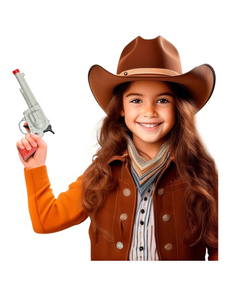Pistolet de cow‑boy gris pour déguisement far-west et western
