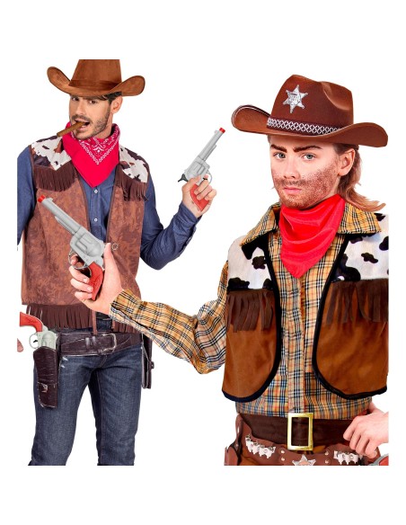 Pistolet de cow‑boy gris pour déguisement far-west et western