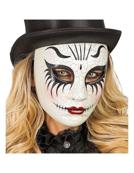 Masque femme fissurée Comedia Dell'Arte pour carnaval de Venise