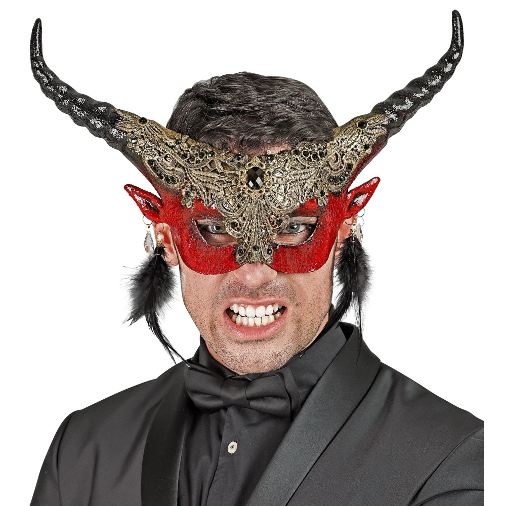 Jeune Peaux Rouges Avec Plume Masque luxe diable rouge avec plumes pour déguisement théâtre