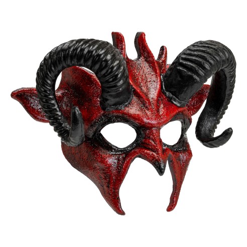 Masque diable rouge avec cornes noires Commedia Dell'Arte