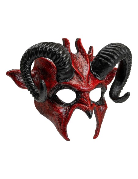 Masque diable rouge avec cornes noires Commedia Dell'Arte