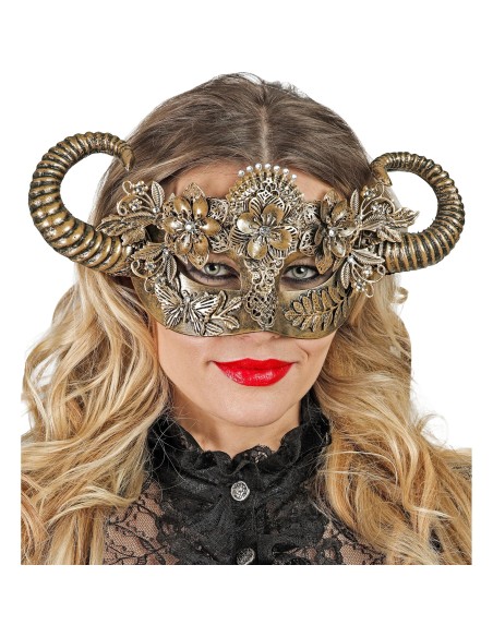 Masque luxe mouton doré pour déguisement théâtre homme et femme