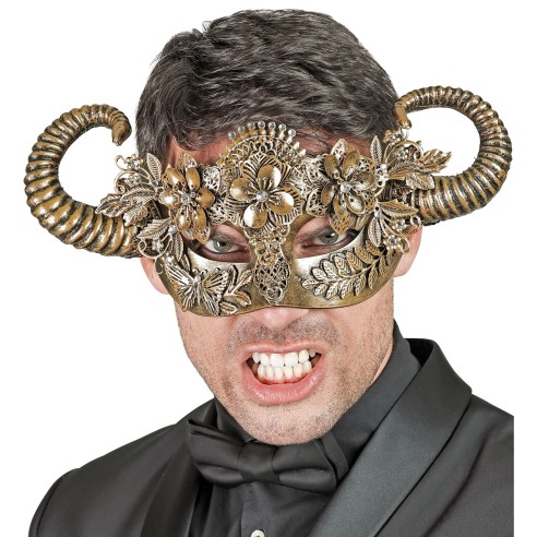 Masque luxe mouton doré pour déguisement théâtre homme et femme