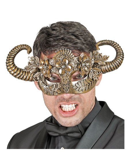 Masque luxe mouton doré pour déguisement théâtre homme et femme