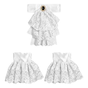 Jabot dentelle blanc avec bijou et poignets assortis pour marquis 2
