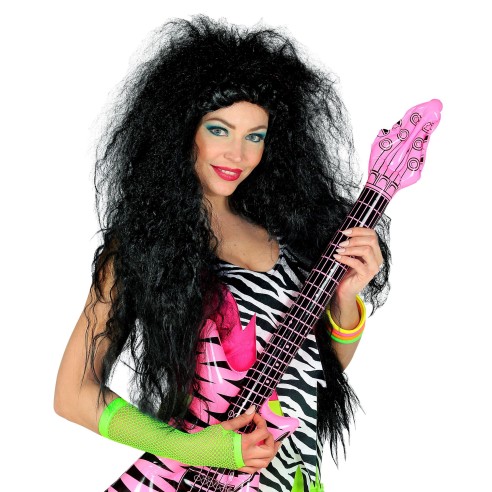 Perruque frisée noire ébouriffée pour déguisement de sorcière