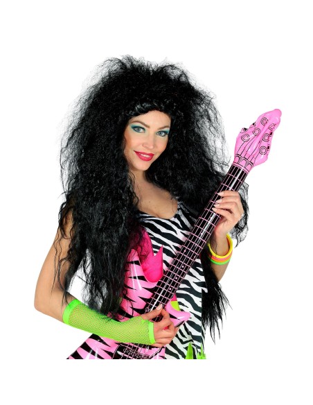 Perruque frisée noire ébouriffée pour déguisement de sorcière