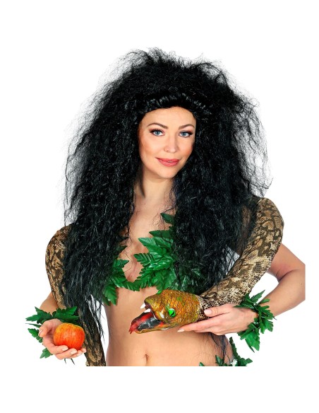 Perruque frisée noire ébouriffée pour déguisement de sorcière