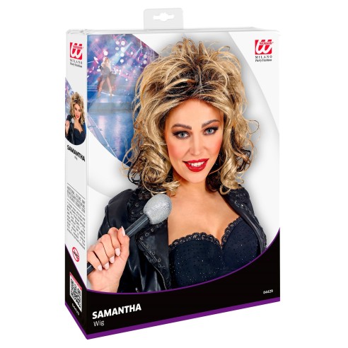 Perruque star de la pop Samantha Fox pour chanter toute la nuit