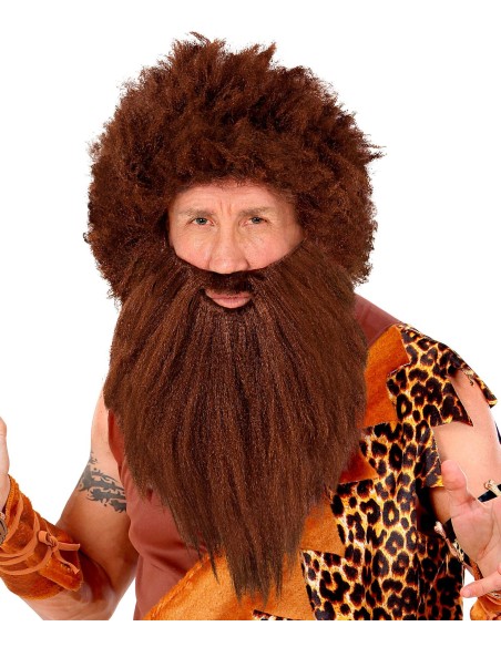 Perruque rousse avec barbe pour déguisement de Cro-Magnon