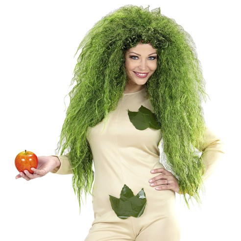 Perruque de sorcière Halloween verte longue et ébouriffée