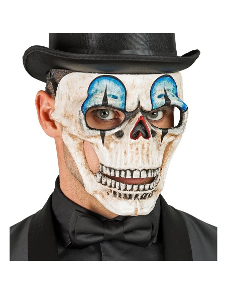 Masque crâne de clown Commedia Dell'Arte pour théâtre & Halloween