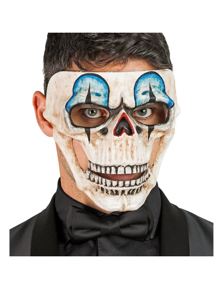 Masque crâne de clown Commedia Dell'Arte pour théâtre & Halloween