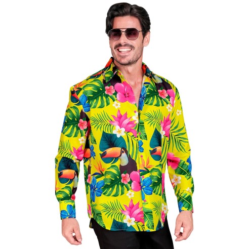 Chemise tropicale et estivale flashy fluo pour une ambiance colorée