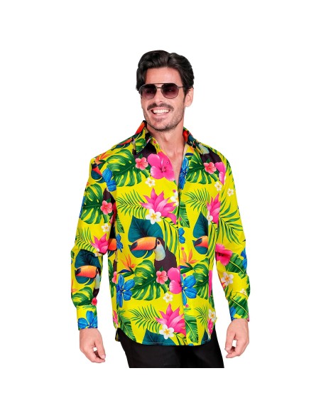 Chemise tropicale et estivale flashy fluo pour une ambiance colorée