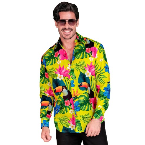 Chemise tropicale et estivale flashy fluo pour une ambiance colorée