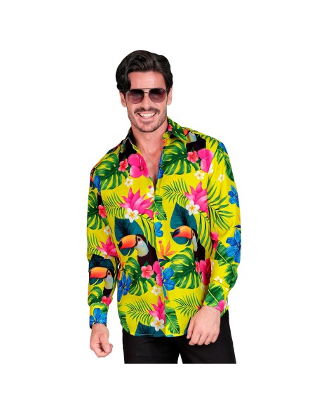 Chemise tropicale et estivale flashy fluo pour une ambiance colorée