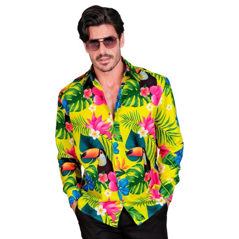Chemise tropicale et estivale flashy fluo pour une ambiance colorée