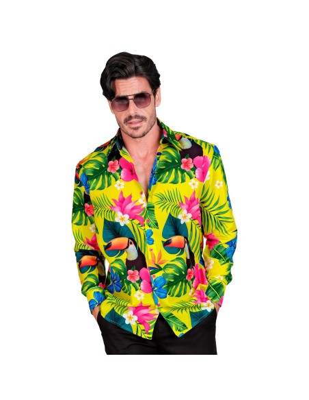 Chemise tropicale et estivale flashy fluo pour une ambiance colorée