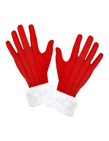 Gants Père Noël rouges avec fourrure blanche pour costume adulte