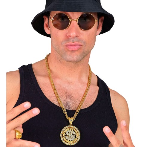 Collier dollar en or bijoux déguisement rappeur années 90