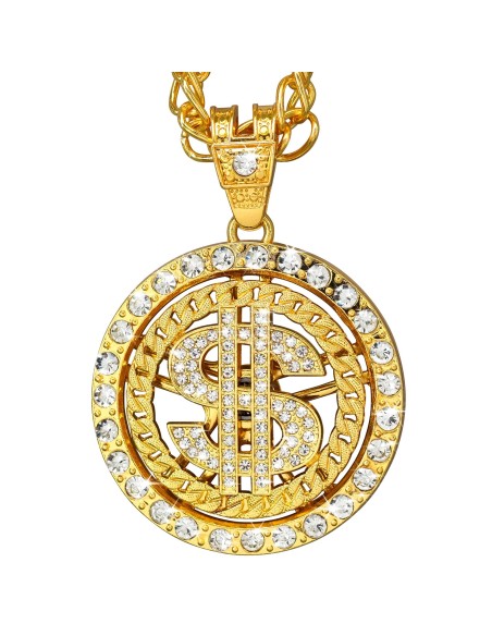 Collier dollar en or bijoux déguisement rappeur années 90