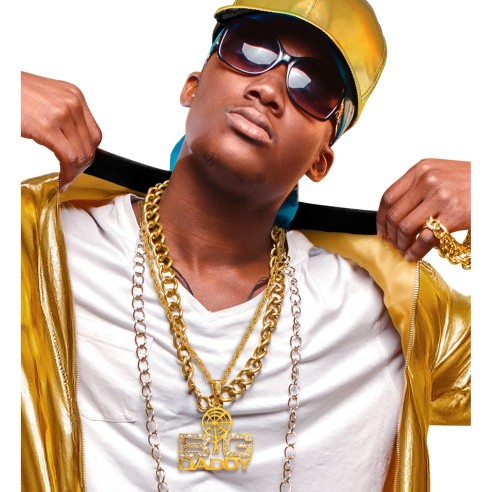 Collier Big Daddy doré bijoux déguisement groupe de rap 80/90