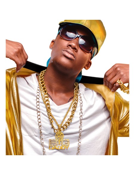 Collier Big Daddy doré bijoux déguisement groupe de rap 80/90