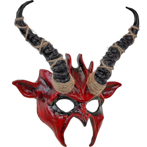 Masque diable chaman avec grandes cornes pour costume Halloween