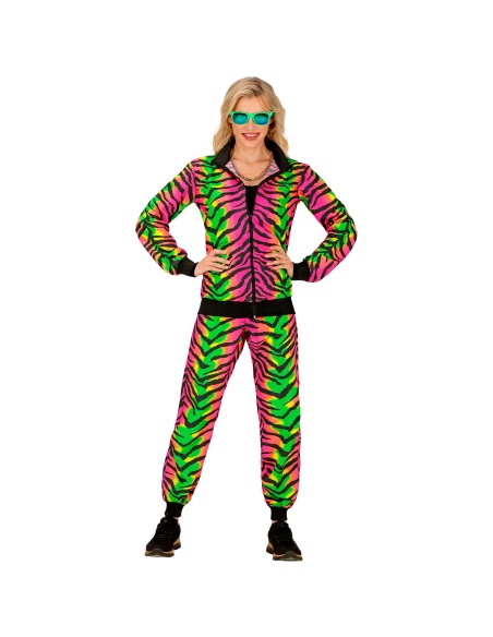 Déguisement fluorescent rayures de zèbre pour homme et femme