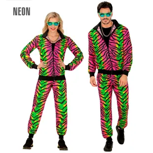 Déguisement fluorescent rayures de zèbre pour homme et femme