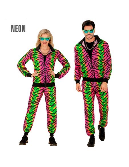 Déguisement fluorescent rayures de zèbre pour homme et femme
