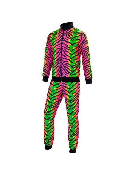 Déguisement fluorescent rayures de zèbre pour homme et femme